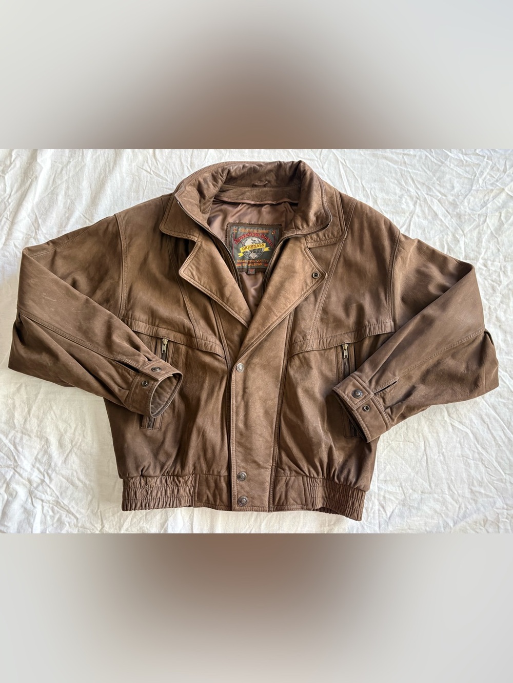 Vintage 90s brown 100% leather bomber jacket